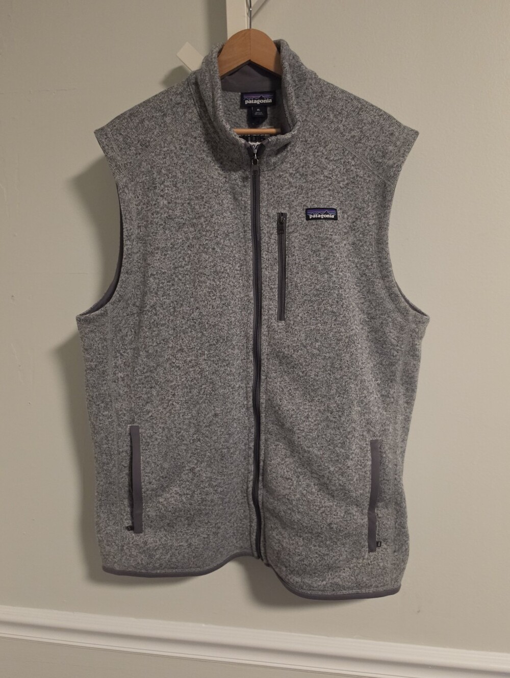 Patagonia Better Sweater Vest XL Stonewash Gray Full Zip Fleece Like New W Logo
